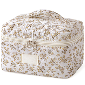Pochette à maquillage florale matelassée, sac cosmétique mignon et doux, trousse de toilette de voyage pour femmes - Product Image 6
