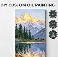 Peinture à l'huile DIY Paysage Montagne enneigée Lac Songwoo pour Adultes, Toile Murale Décoration Maison, Kits Peinture par Numéros pour Enfants