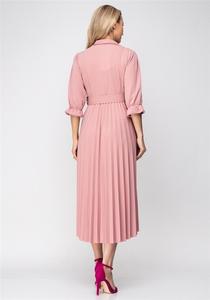 Moda nuovo Design <span class=keywords><strong>con</strong></span> collo a scialle svasato mezze maniche in Chiffon plissettato Maxi abito <span class=keywords><strong>lungo</strong></span> <span class=keywords><strong>con</strong></span> cintura da donna - Product Image 4