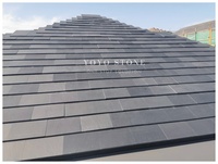 Tuiles de toit en ardoise naturelle noire chinoise bon marché pour maisons, bardeaux d'ardoise à surface fendue pour revêtement mural extérieur et toitures de villas