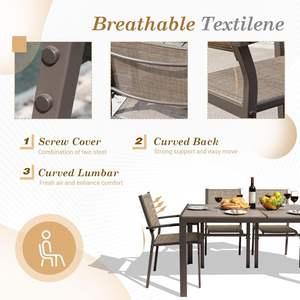 Dwoo Ensemble <span class=keywords><strong>de</strong></span> salle à manger d'extérieur imperméable <span class=keywords><strong>de</strong></span> 7 pièces pour le patio Mobilier <span class=keywords><strong>de</strong></span> <span class=keywords><strong>jardin</strong></span> Ensemble <span class=keywords><strong>de</strong></span> table et <span class=keywords><strong>de</strong></span> chaises <span class=keywords><strong>de</strong></span> restaurant pour 6 <span class=keywords><strong>personnes</strong></span> - Product Image 6