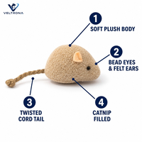Mainan Kucing Catnip Tikus Boneka Mainan Tikus Isi Catnip Interaktif untuk Kucing dan Anak Kucing Berbagai Warna Grosir