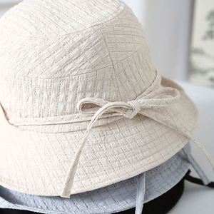 Chapeau Bob Femme Couleur Unie pour Extérieur, Chapeau de Pêcheur Élégant avec Petit Nœud, Protection Solaire Printemps-Été - Product Image 2