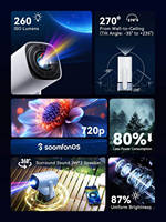 Mini projecteur LED K2-B avec haut-parleur intégré de 6 W, 3 heures d'autonomie, WiFi6 rapide sans fil pour films, musique, divertissement à domicile et en extérieur