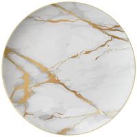Ensemble d'assiettes en céramique marbrée à bord doré, vaisselle de luxe en porcelaine marbrée blanche et grise pour mariage, fête à domicile