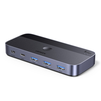 UGREEN Commutateur USB 3.0 2 ordinateurs partageant des périphériques USB C & A, commutateur USB 4 ports partageant clavier et souris, hub de commutateur USB