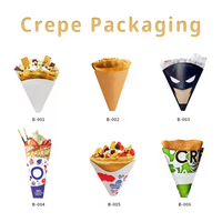 Support d'emballage personnalisé pour crêpes gaufrées, cônes à churros, boîte à crêpes en papier enduit de cire avec logo imprimé