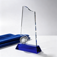Trophée en cristal et plaque de récompense en verre pour le golf, compétitions sportives et événements sportifs, avec gravure personnalisée, vente en gros