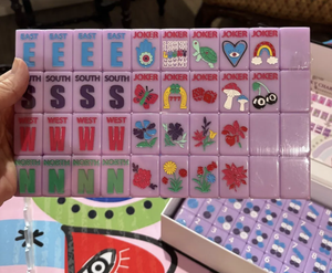 Fluorescent Purple Translucent Pop <b>Art</b> Pattern Mahjong Set, Suitable for Party <b>Gathering</b>, In Stock - Product Image 6