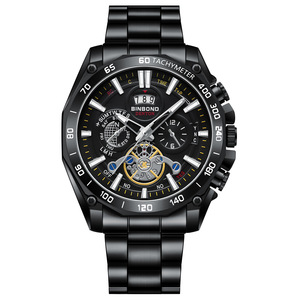Reloj de Pulsera de Cuarzo para <span class=keywords><strong>Hombre</strong></span>, Diseño Esqueleto, Esfera de 44 mm, Taquímetro, Luminoso, Multifunción, Resistente al Agua, Venta al Por Mayor a Precio Económico - Product Image 3