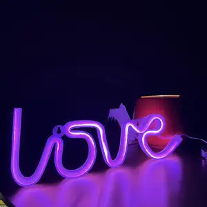 Love mini batería inalámbrica Flex al aire libre luz de neón palabras LED personalizado para escritorio decoración interior