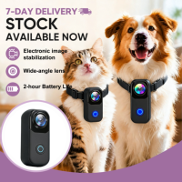 Caméra de collier pour animaux de compagnie 4K 2K 1080P HD avec stabilisation électronique de l'image et objectif grand angle pour chien et chat