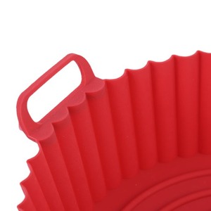Round Silicone Air Fryer Baking Tray Red Oven Safe Kitchen Bakeware Mold - Product Image 1