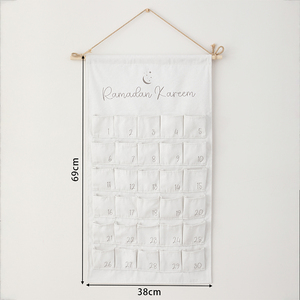 <span class=keywords><strong>Calendrier</strong></span> de l'Avent suspendu Ramadan Kareem blanc, organisateur mural en tissu à 30 poches, compte à rebours en toile de polyester, <span class=keywords><strong>calendrier</strong></span> de l'Avent vierge - Product Image 6
