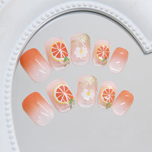 Gradient orange vibrant et ludique en gros bon marché d'usine avec nœud papillon et <span class=keywords><strong>autocollants</strong></span> pour <span class=keywords><strong>ongles</strong></span> détachables mignons, 24 pièces - Product Image 5