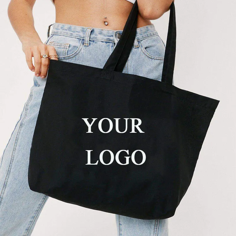 Big Tote Bag Black 2022 New Design Canvas Large Capacity Fashion Shoulder Bags with Custom Logo