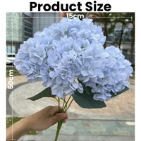 Hydrangeas artificiels en tissu de soie de haute qualité, 5 têtes, bleus, pour décoration de mariage