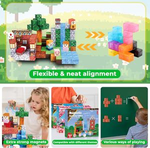 100 pièces Cube de construction magnétique carreaux sensoriels Montessori STEM empilable jouet Constructions pour <span class=keywords><strong>les</strong></span> tout-petits âgés de 5 à 7 ans - Product Image 2