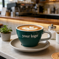 Tasses à café et soucoupes en céramique personnalisées en gros - Ensemble cadeau écologique réutilisable pour le thé, le cappuccino et l'art latte
