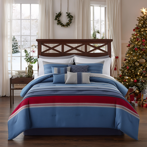 ชุดเครื่องนอน 7 ชิ้น ผ้าทอแจ็คการ์ด ขนาดซุปเปอร์คิง/คิงไซส์ ผ้าฝ้ายปักลายธีมคริสต์มาส สำหรับใช้ในบ้าน - Product Image 2