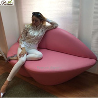 Loveseat-muebles modernos para el hogar, sala de estar, sofá en forma de labios de dos plazas, sexy y llamativo color rojo