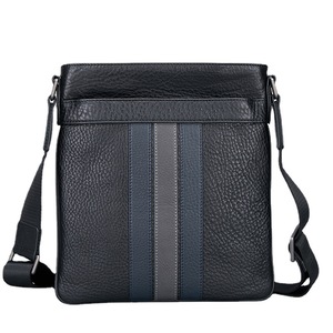 Bolso Cruzado de Cuero Negro Granulado para Hombre - Piel de Vacuno de Primera Calidad, OEM para Marcas que Buscan un Minimalismo Masculino Moderno - Product Image 1
