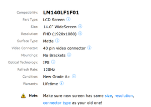 GBOLE pour Asus ROG Zephyrus <span class=keywords><strong>G14</strong></span> GA401I seulement 40 Pin 120hz FHD LCD Non Touch Screen - Product Image 5