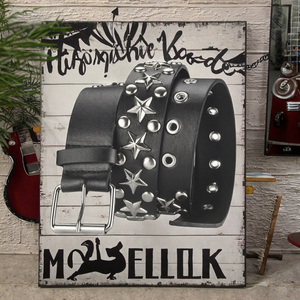 Nouvelle ceinture polyvalente pour femme, style punk, avec boucle en alliage à trou unique, largeur 3,8 cm, décoration étoile, boucle à ardillon tendance, 112 cm - Product Image 3