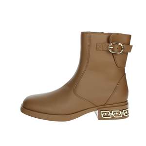 Liu-Jo Women's Flat Ankle Boots Brown Leather Buckle Detail Low Heel Fashion <b>Bootie</b> - Product Image 1