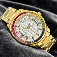 Montre mécanique automatique pour homme avec cristaux arc-en-ciel, Miyota 8215, montre-bracelet de luxe en acier inoxydable étanche