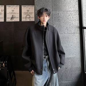 Manteau long homme transfrontalier à capuche et col montant, en laine épaisse, style coréen, élégant, pour le printemps, vente en gros - Product Image 2