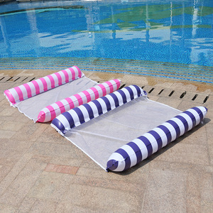 TANYOZHE Inflatable Floating Lounger 122x70cm Striped Design With Netting For <b>Pool</b> Relaxation - Product Image 1