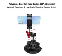 Support de caméra universel à ventouse, capacité de charge de 8 kg, tête à double rotule réglable de 1/4 ", logo OEM personnalisé, gravure au laser, 88144