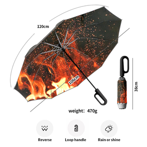 Parapluie pliant automatique coupe-vent avec bande réfléchissante, ouverture et fermeture inversées, compact pour les voyages, pour hommes - Product Image 3