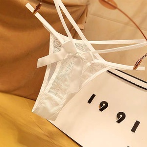 Culottes sexy en dentelle pour femmes, transparentes, à bretelles croisées, taille basse, avec nœud, culottes sexy et séduisantes. - Product Image 4