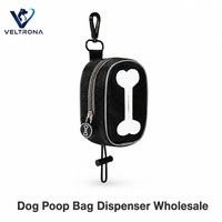 Distributeur de sacs à déjections canines en forme d'os avec garniture réfléchissante, clip pivotant et élastique, 4 couleurs, pour extérieur