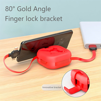 Cable USB tipo C portátil con logotipo OEM, Cable DE DATOS DE cargador rápido 3 en 1 5A con soporte retráctil múltiple creativo para ordenador
