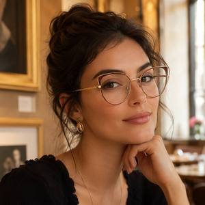 Gafas de Prescripción Metálicas Estilo Retro Ojo de Gato Multicolor, Nuevas Monturas Ópticas para Mujer y Hombre, Listas para Lentes Graduadas, Venta al Por Mayor - Product Image 2