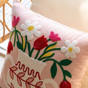 Federe <span class=keywords><strong>per</strong></span> <span class=keywords><strong>cuscini</strong></span> ricamate in tela ricamata a fiori temi decorativi europei federa quadrata 18x18 pollici cuscino floreale - Product Image 1