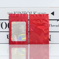 Sachet d'emballage personnalisé mini transparent holographique rose refermable anti-odeur pour aliments, boucles d'oreilles et lunettes