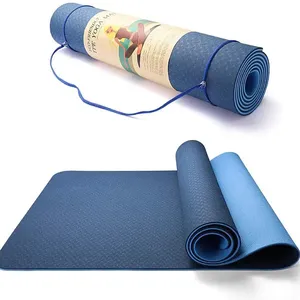 Sansd Custom Large Gym Exercise Fitness Yoga Mat Eco Friendly Tpe Pilates Yoga Matt Non-slip 6mm With Yoga Strap