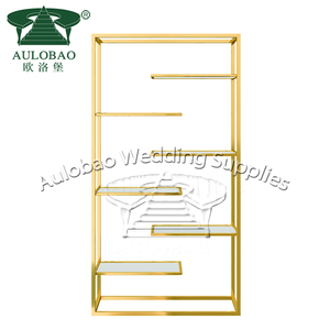 Câu lạc bộ đồ nội thất Glass Top vàng thép không gỉ hiện đại Kệ hiển thị - Product Image 2