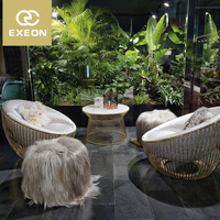 Fccexeon — fauteuil en cuir doré moderne, canapé italien de luxe