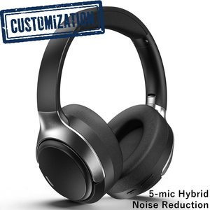 Casque audio supra-auriculaire personnalisé OEM, transducteur dynamique 40 mm, 5 microphones, réduction de bruit hybride, double annulation de bruit, acoustique HiFi - Product Image 1