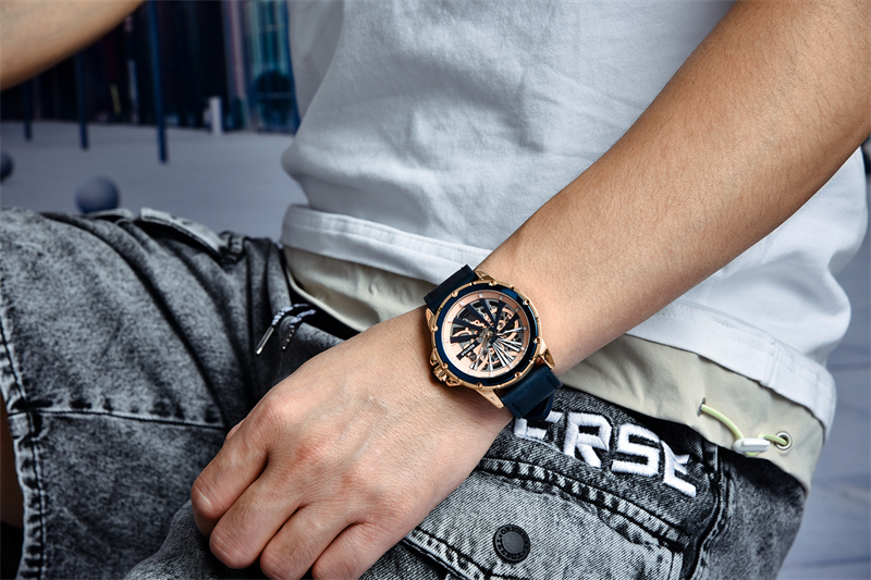 BENYAR New Skeleton Dial Waterproof Watches Business Fashion Mechanical Men's watches Casual Genuine Leather Watch relogio