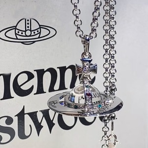 Empress Dowager Glacier Biru Mint hijau besar tiga-dimensi Saturnus tembaga Aloi emas berlapis kristal liontin kalung wanita - Product Image 3