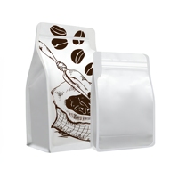 Sachet d'emballage de café à huit côtés imprimé sur mesure, pochette verticale vierge en kraft mat avec valve de dégazage pour la vente au détail de café de spécialité