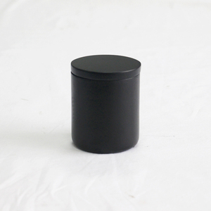 Récipient à bougie décoratif personnalisé en ciment béton noir mat avec couvercle - Product Image 4