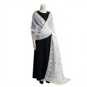 Wholesale Women Chiffon Shawl Floral Embroidery Lightweight Breathable Soft Elegant Ethnic Scarf Daily Wear Head Wrap - Product Image 4