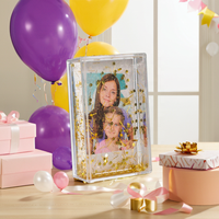 Haute qualité 3 pouces rectangulaire Transparent acrylique cadre Photo paillettes Sublimation liquide pour cadeaux souvenirs en plastique